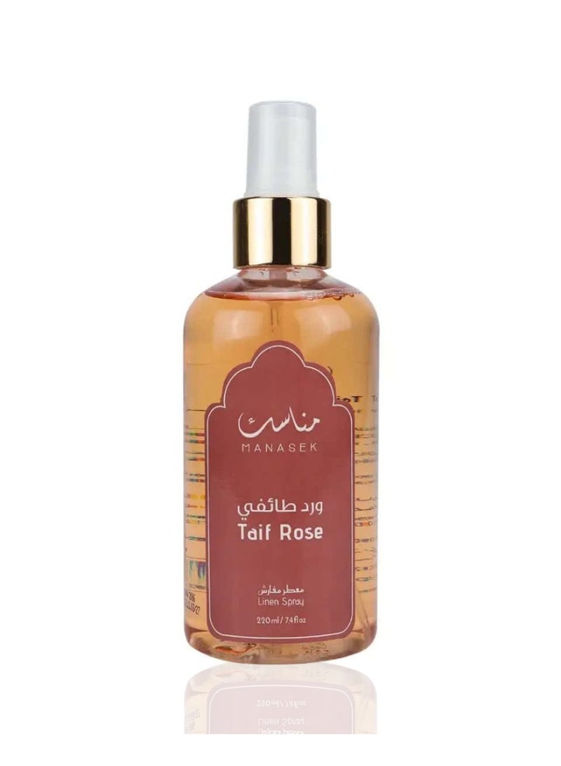 Manasek Taif Rose Linen Spray - Fragrance of Taif Rose with the linen spray. Ideal for use as a pillow spray to refresh bedding - gifts for all, women's perfume ,men's - 220 ml - Image 1